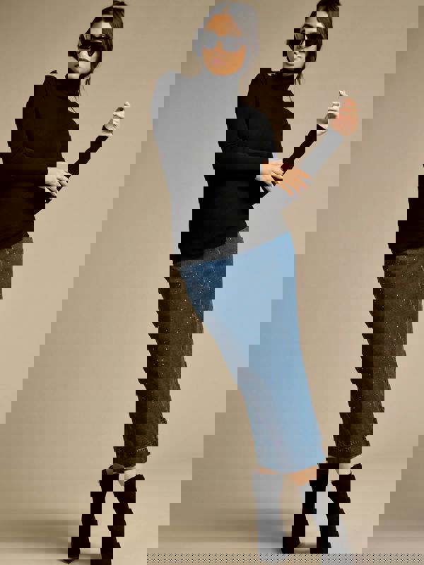 Crystal Indigo Denim Midi Skirt | GWD Fashion