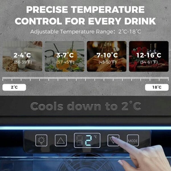 Bobobiy 90L Drinks Fridge, 139 Can Under Counter Freestanding Beer Fridge with LED Light