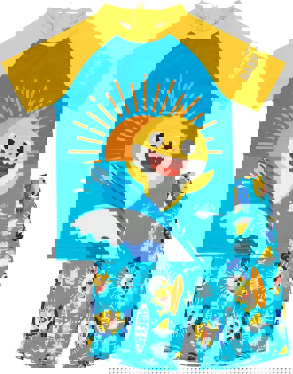 Baby Shark Boys Pink Placement Print / All-Over Print Bottom 2 Piece Swim Set