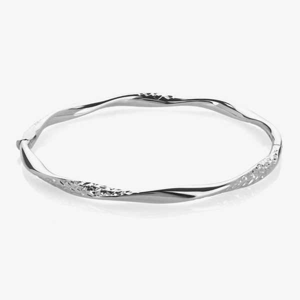 T. H. Baker 9ct White Gold Diamond Cut Twist Bangle BN374