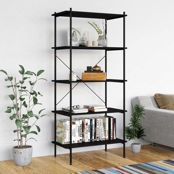 Berkfield 5-Tier Shelving Unit Black 80x40x163 cm