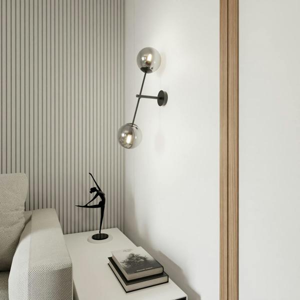 Emibig LINEAR Wall lamp 2 x E14 Black with Graphite Shade