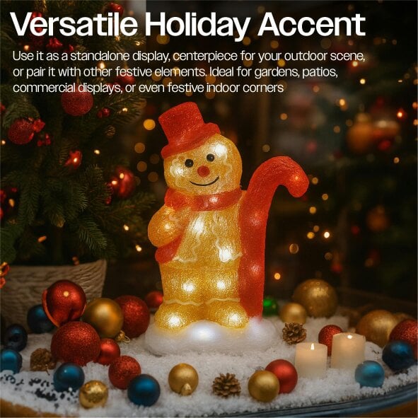 Scotts of Stow Xmas Haus Acrylic Festive Christmas 31CM Warm White LED Gingerbread Man