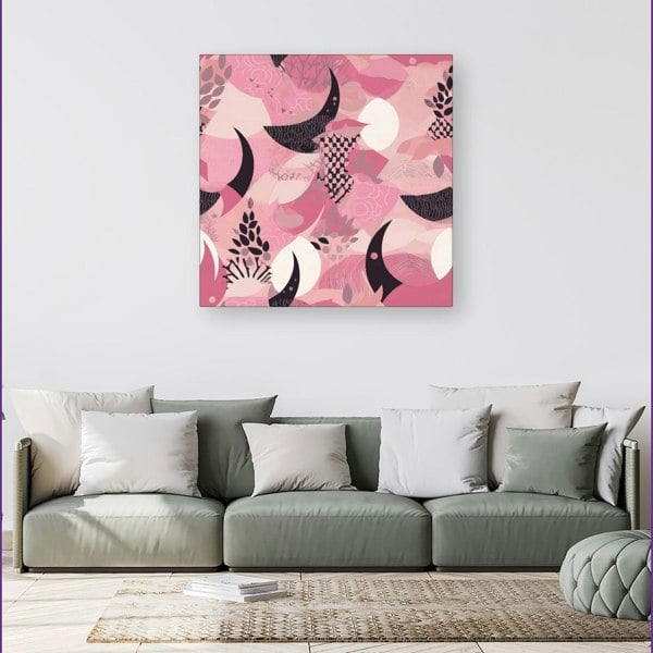 Warren Reed Abstract Pink Moon Pattern Canvas