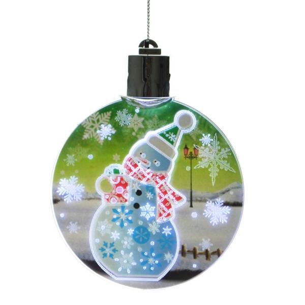 9cm 3D Snowman LED Christmas Tree Hanging Decoration Ornament, Acrylic, Battery Included image 1