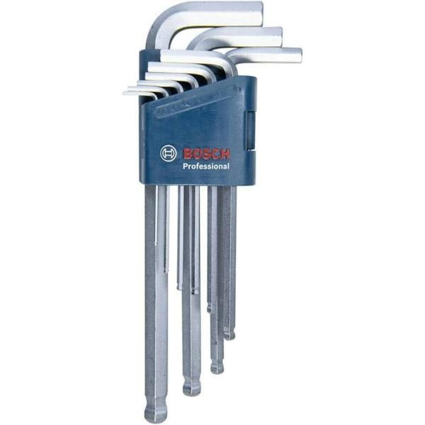 Bosch Professional 9 Piece Long Ball End Hex Allen Key Set 1.5-10mm S2 Steel