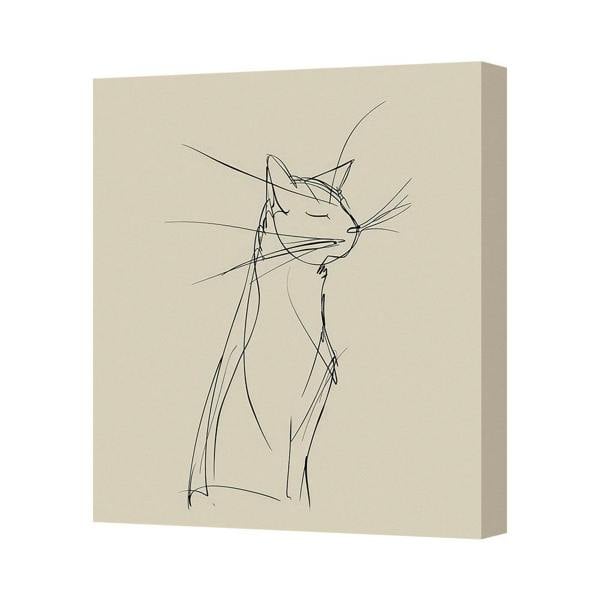 Benjamin Tate Design Contemporary Cat Line Art Canvas Print On Wooden Frame UK