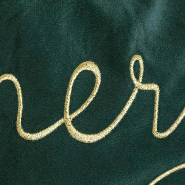Samuel Alexander 49cm Dark Green Christmas Decorative Merry Cushion with Gold Detail