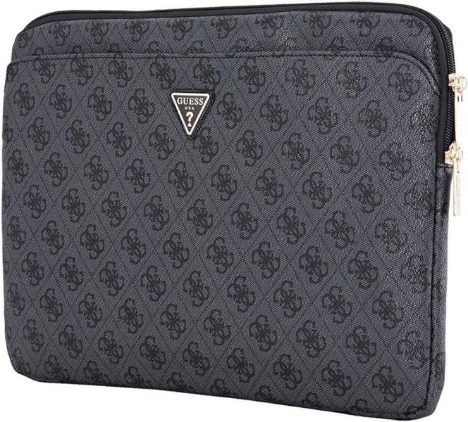 Guess 4G Zipper Pocket Triangle Logo Laptop Sleeve for 14" MacBook Black - GUCS14ZP4DPTK