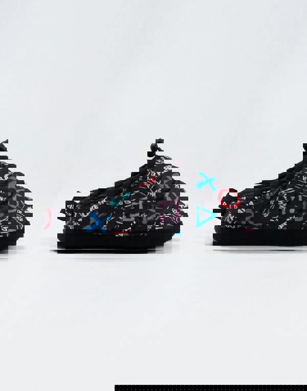 PlayStation Boys Black Controller Symbols Slip On Loafer Slippers