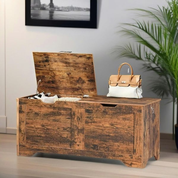 Rafaelo Mobilia Wooden Storage Trunk With 2 Lids