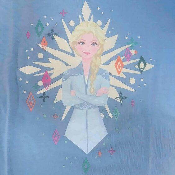 Onomato! Disney Frozen Elsa Girls' 2 Piece 100% Cotton Pyjama Set Age 7-8 Blue