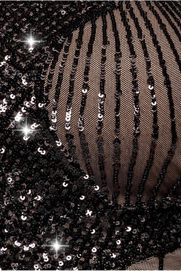 Scalloped Hem Starburst Midi Dress - Black DR2617P