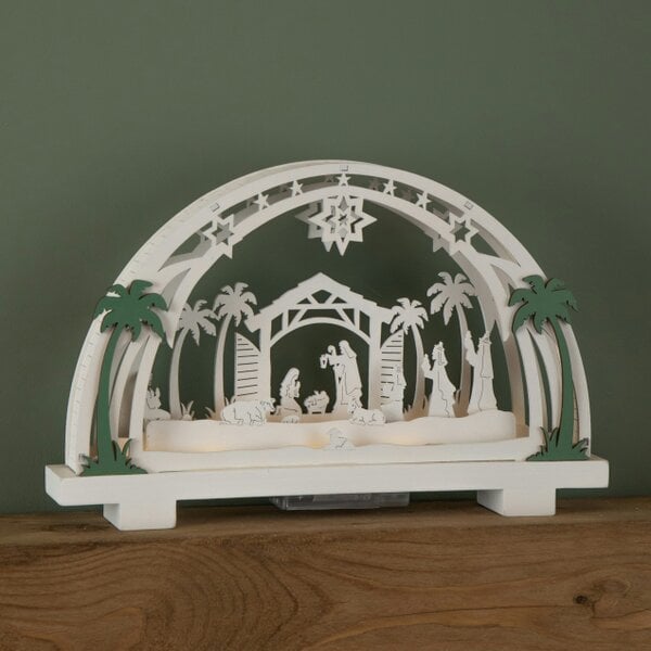 Samuel Alexander 20cm Battery Operated Warm White LED Wooden Arch Nativity Scene Christmas Decoration