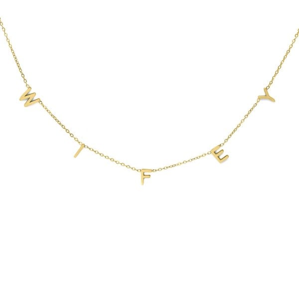 Say It With Personalised Wifey Necklace - Yellow Gold Plated