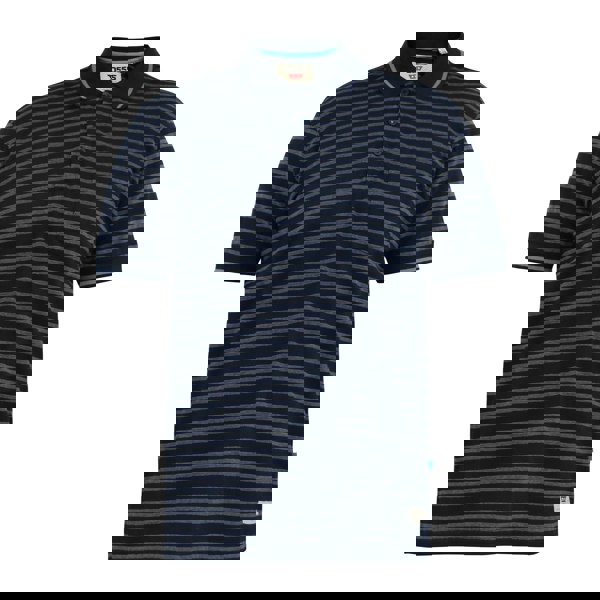 Duke Mens D555 Rosemary Stripe Jersey Woven Kingsize Polo Shirt - Navy/Teal