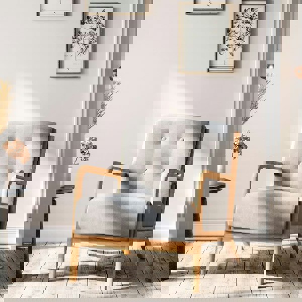 Wood Single Sofa Lounge Chair with Cushion Lounge Chairs Living and Home Light Wood