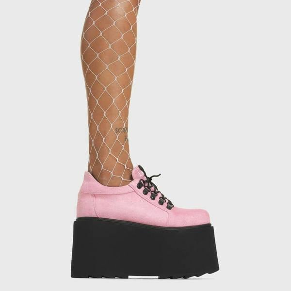 Lamoda Touch The Sky Pink Suede Platform Heels Chic Party Fashion Statement