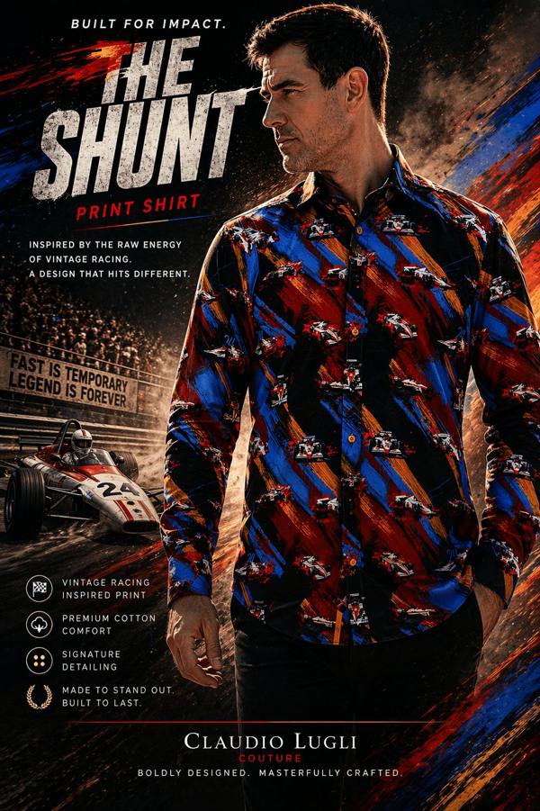 THE SHUNT – MEN'S VINTAGE RACING PRINT SHIRT - Claudio Lugli Shirts
