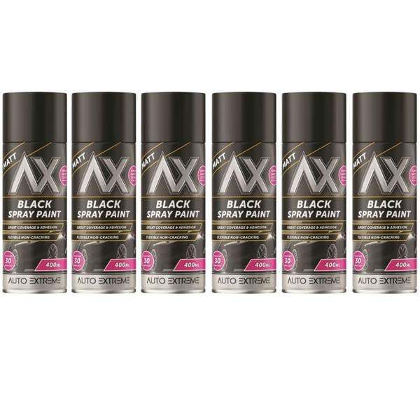 Auto Extreme 6X Auto Extreme Black Matt Spray Paint 400ml