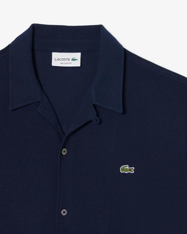 Lacoste Relaxed Fit Short Sleeved Mens Piqué Shirt - Navy Blue 166 | CHO | Designer Mens Short Sleeve Shirts
