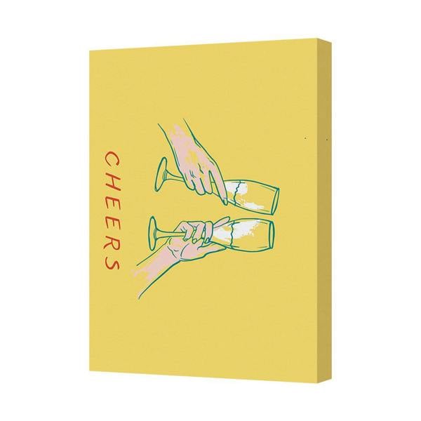 Benjamin Tate Design Contemporary Champagne Toast Canvas Art Print In Yellow
