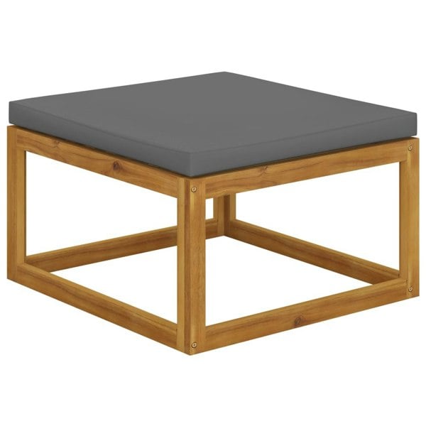 Berkfield Footrest with Dark Grey Cushion Solid Wood Acacia