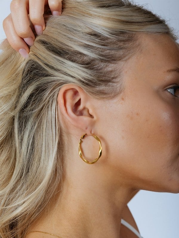 SVNX Gold Plated Twist Hoops - Pouch Included