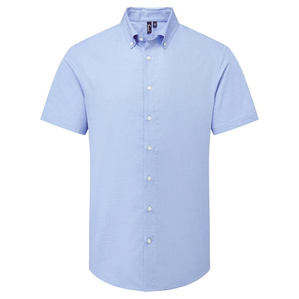 Premier Mens Supreme Oxford Short-Sleeved Formal Shirt - Oxford Blue