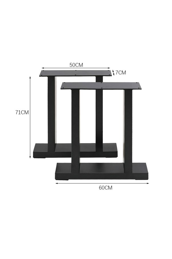 Living and Home 2Pcs Black Anti-Slip Metal Table Legs for DiningTable, Desks and Workbenches, 60 cm W x 71 cm H