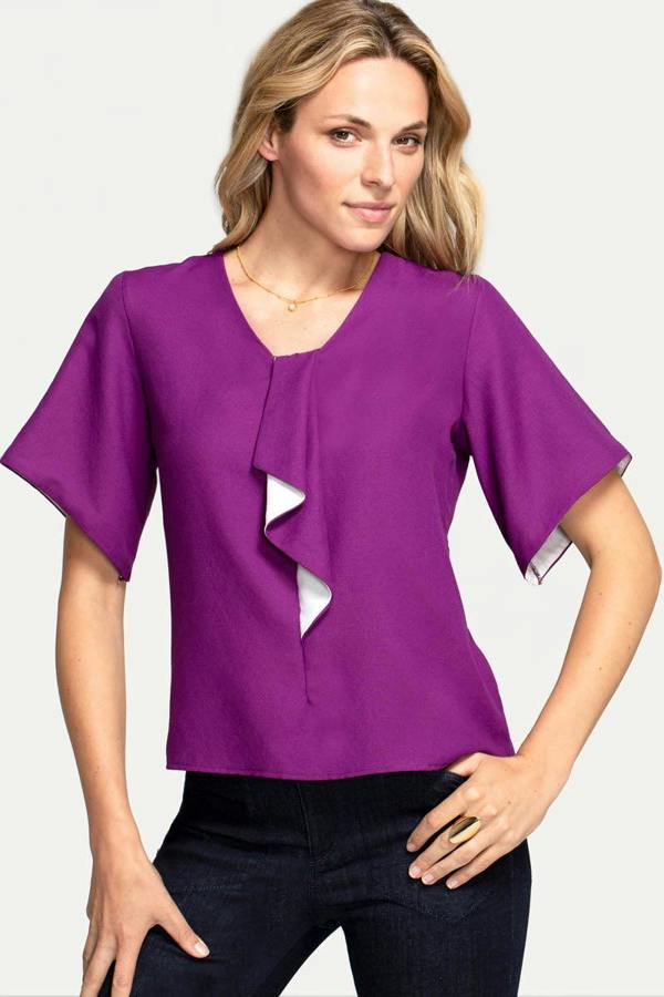 HotSquash River-Tie Bat-Sleeved Top