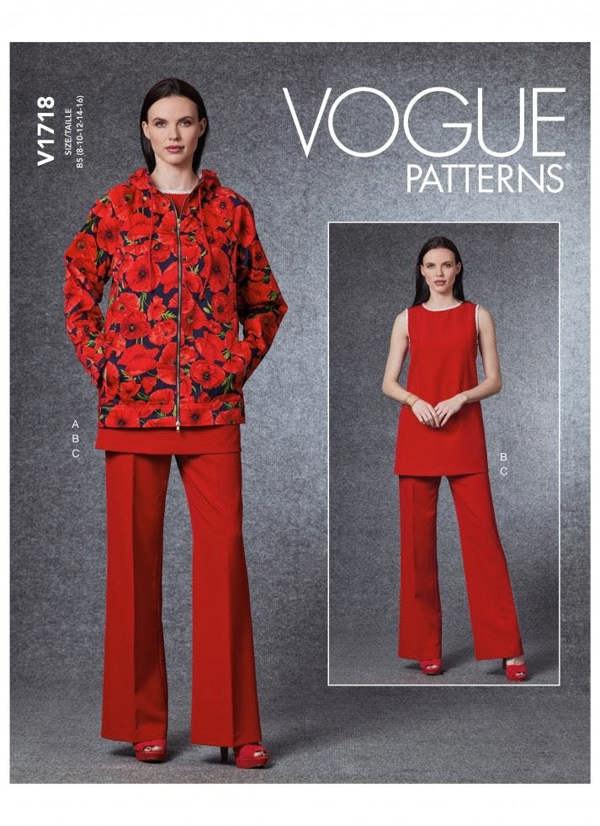 Vogue Sewing Pattern 1718, Jackets, Tunics, Trousers for Women, B5 (8-10-12-14-16) - Easy