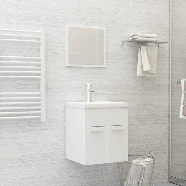 Berkfield 2 Piece Bathroom Furniture Set White Engineered Wood