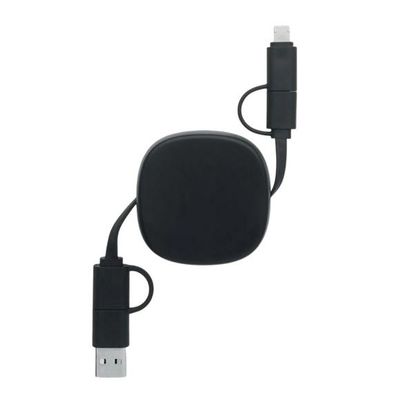 MidOcean Linea Retractable Connector Cable - Black - 