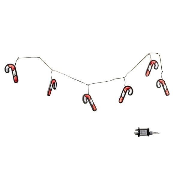 Samuel Alexander 1.75m 6 Infinity Hanging Christmas Candy Cane Garland with Red and White LEDs