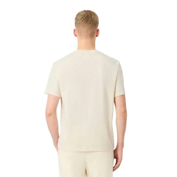 Lacoste Mens Colour Block Cotton Regular T-Shirt - Beige - 