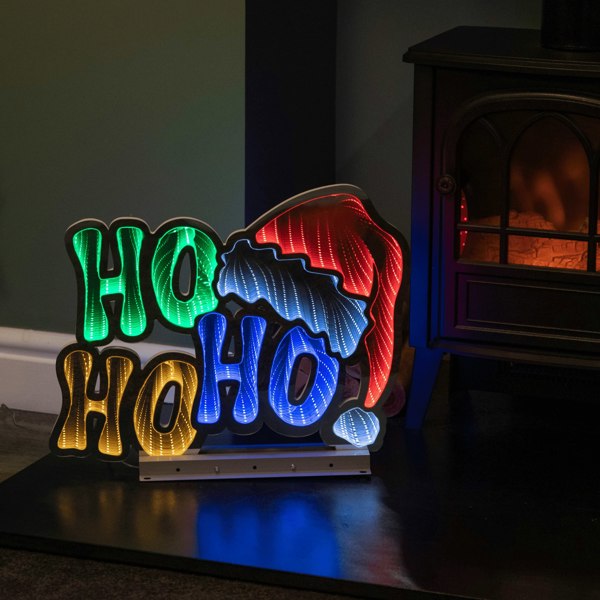 Samuel Alexander 40cm Infinity Ho Ho Ho on Metal Base with Multi-Coloured LEDs
