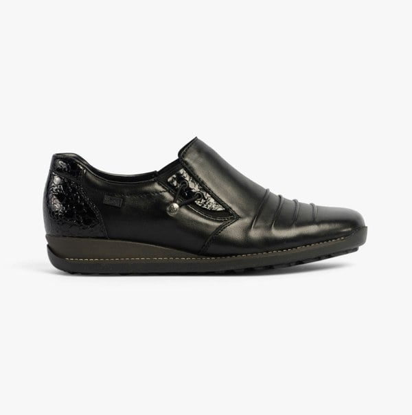 Rieker Womens Moccasin Shoes - Black (44254-00)