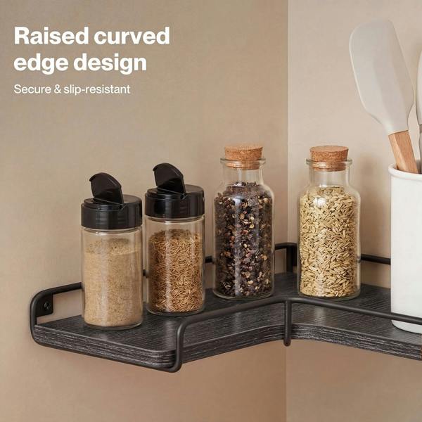 Levede Floating Shelves Set of 2 L-Shaped Corner Shelves Wall Mounted Black
