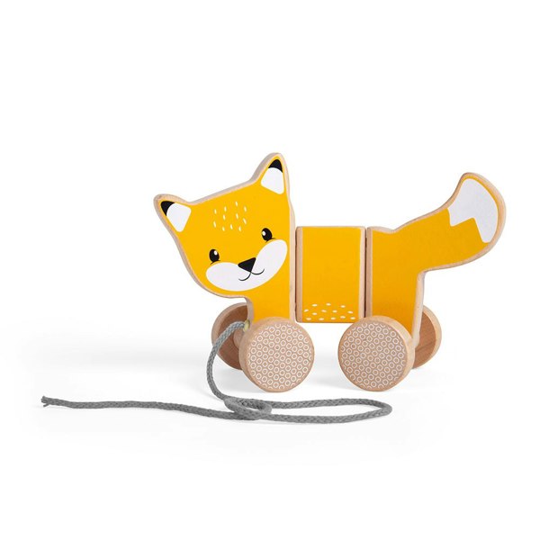 Bigjigs Toys Wooden Fox Pull Along Toy With Grey Cord