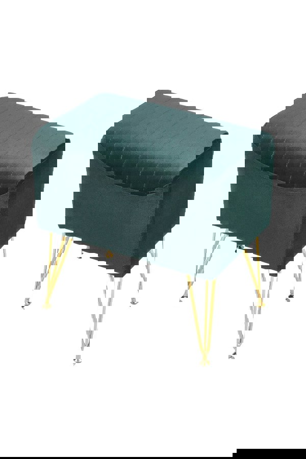 Living and Home Soft Channel Velvet Stool with Gold Legs