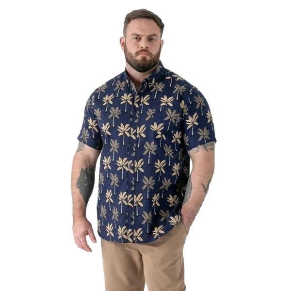 Duke Mens Davey D555 All-Over Print Jacquard Kingsize Shirt - Navy - 