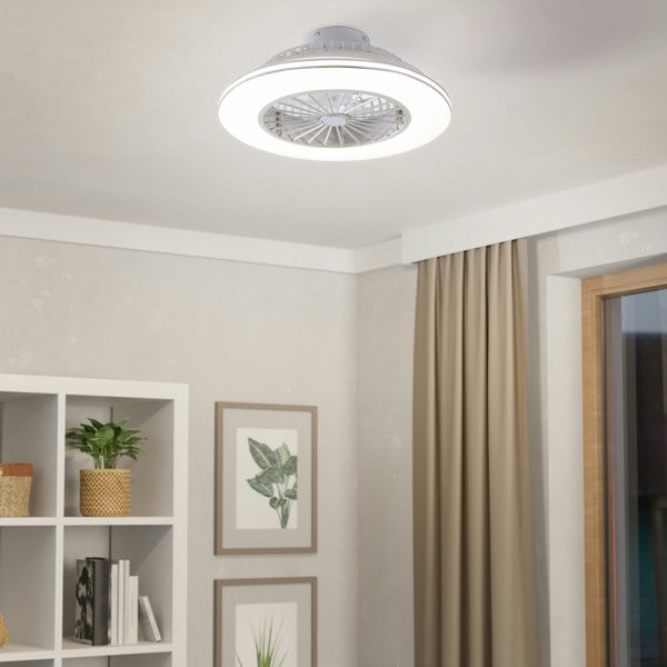 EGLO Lovisca White/Silver Ceiling Fan With Light