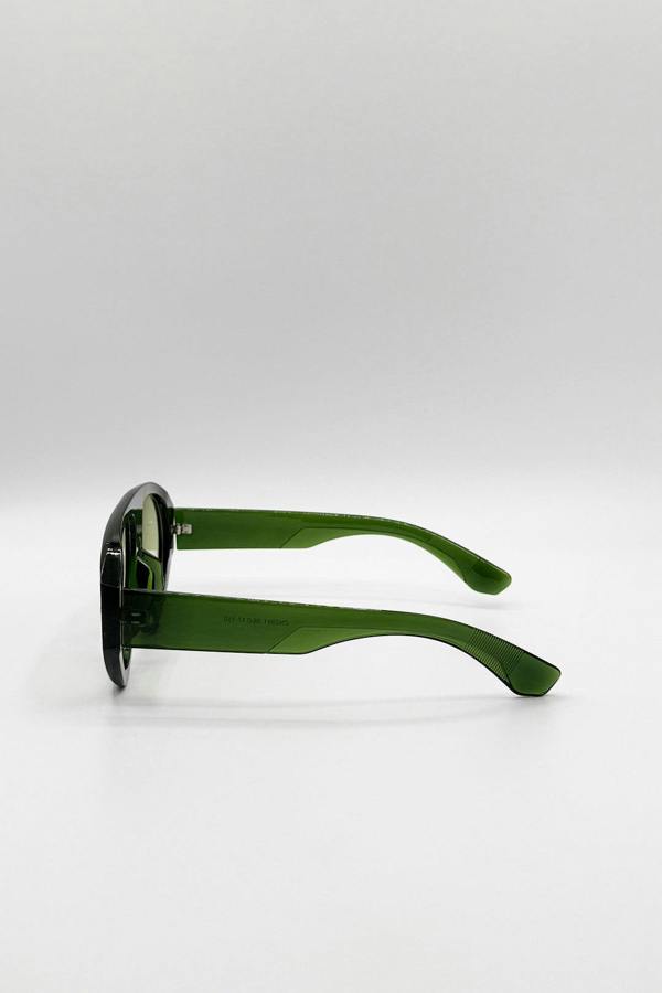 SVNX Oversized Bold Aviator Sunglasses in Green
