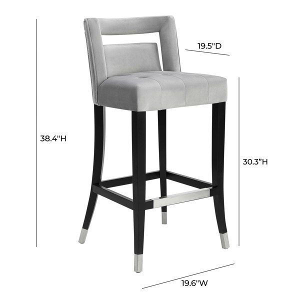 Furniture Edit Hart Grey Velvet Bar Stool