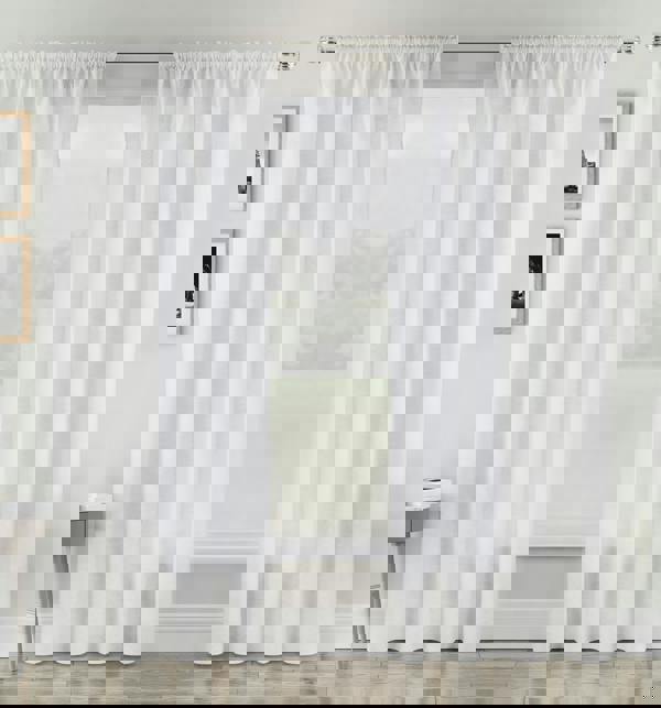 Tyrone Textiles Plain Linen-Look Voile Panels Pair with Rod Pocket Header