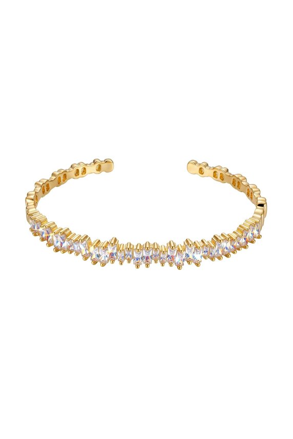 Latelita Baguette Ice Cuff Bangle Gold White