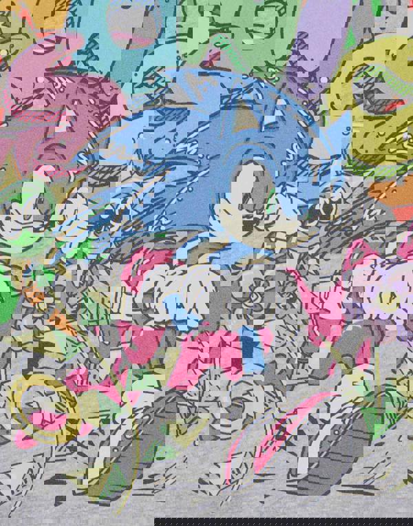 Sonic the Hedgehog Mens Grey Psychedelic Short Sleeved T-Shirt