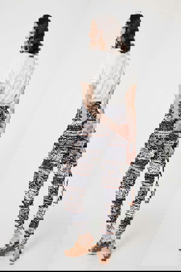 Beige | Elephant Print High Waist Harem Pants