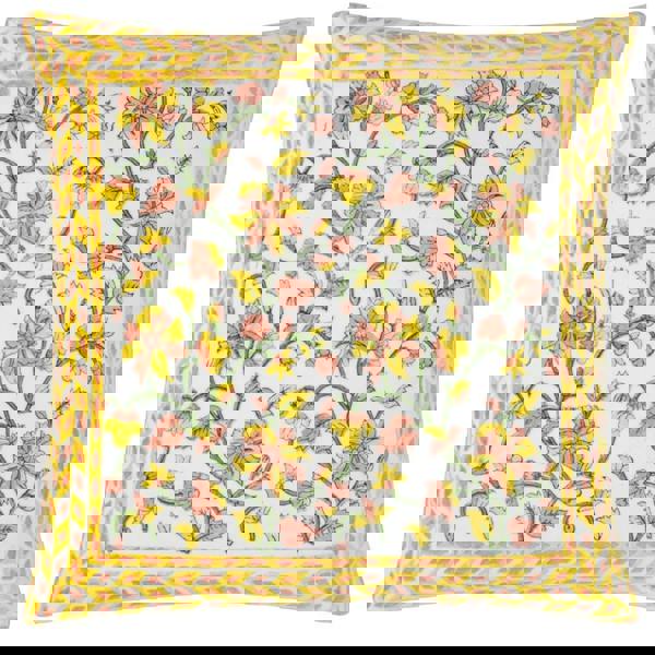 Paoletti Mentera Velvet Floral Cushion Cover - Yellow/Peach Crush